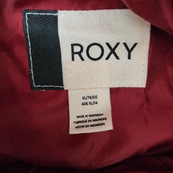 Roxy Womens Color-Block Puffer Jacket XL Red & Pink Hooded Winter Coat - Picture 10 of 16